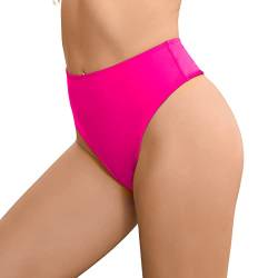 Bellecarrie Damen Tanga Rave Bottoms High Waist High Cut Bikinihose, Knallpink (Hot Pink), XS von Bellecarrie