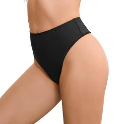 Bellecarrie Damen Tanga Rave Bottoms High Waist High Cut Bikinihose, Schwarz, S von Bellecarrie