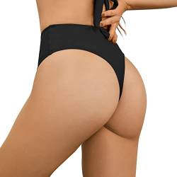 Bellecarrie Damen Tanga Rave Bottoms High Waist High Cut Bikinihose, Schwarz, XL von Bellecarrie