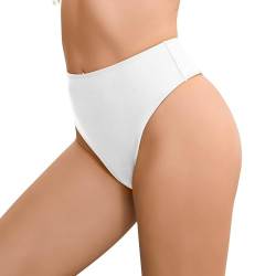 Bellecarrie Damen Tanga Rave Bottoms High Waist High Cut Bikinihose, Weiss/opulenter Garten, Large von Bellecarrie