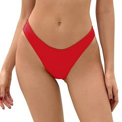 Bellecarrie Freche brasilianische Bikinihose für Damen, niedrige Taille, hohe Schnittform, Badehose, Rot/Ausflug, einfarbig (Getaway Solids), S von Bellecarrie