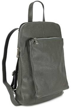 Belli Backpack Seattle italienischer Damen Rucksack Leder Handtasche Cross Body Bag 3in1 in grau - 29x32x11 cm (B x H x T) von Belli