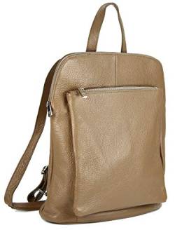 Belli Backpack Seattle italienischer Damen Rucksack Leder Handtasche Cross Body Bag 3in1 in taupe - 29x32x11 cm (B x H x T) von Belli