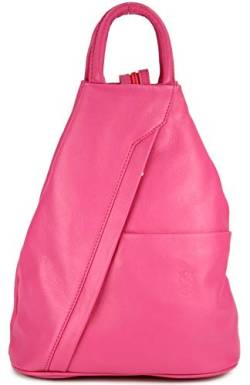 Belli City Backpack leichte italienische Leder Damentasche Rucksack Handtasche in pink - 29x32x11 cm (B x H x T) von Belli