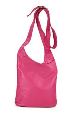 Belli Cross Bag Classic italienische Umhängetasche Damen Ledertasche Handtasche Cross Over Bag in pink - 24x28x8 cm (B x H x T) von Belli