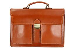 Belli Design Bag B italienische Leder Businesstasche Arbeitstasche Messenger Aktentasche Lehrertasche Laptoptasche unisex in cognac - 40x30x14 cm (B x H x T) von Belli