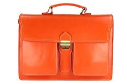 Belli Design Bag B italienische Leder Businesstasche Arbeitstasche Messenger Aktentasche Lehrertasche Laptoptasche unisex in orange - 40x30x14 cm (B x H x T) von Belli