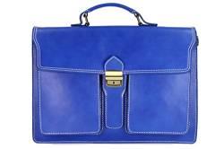 Belli Design Bag B italienische Leder Businesstasche Arbeitstasche Messenger Aktentasche Lehrertasche Laptoptasche unisex in royalblau - 40x30x14 cm (B x H x T) von Belli