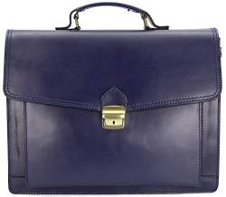 Belli Design Bag D italienische Leder Businesstasche Arbeitstasche Messenger Aktentasche Lehrertasche Laptoptasche Unisex in dunkelblau - 40x30x12 cm (B x H x T) von Belli