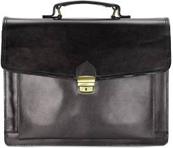 Belli Design Bag D italienische Leder Businesstasche Arbeitstasche Messenger Aktentasche Lehrertasche Laptoptasche Unisex in schwarz - 40x30x12 cm (B x H x T) von Belli