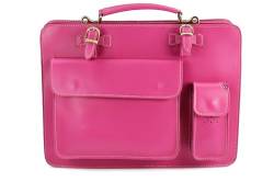 Belli Design Bag Verona italienische Leder Businesstasche Arbeitstasche Messenger Aktentasche Lehrertasche Laptoptasche unisex in pink - 39x29x11 cm (B x H x T) von Belli