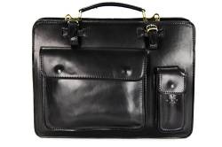 Belli Design Bag Verona italienische Leder Businesstasche Arbeitstasche Messenger Aktentasche Lehrertasche Laptoptasche unisex in schwarz - 39x29x11 cm (B x H x T) von Belli