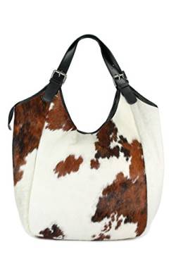 Belli XXL Voll Fell Leder Shopper HoBo Beuteltasche - 34-48x34(mittig) x14cm (B x H x T) von Belli