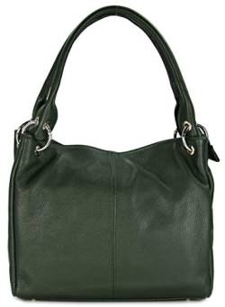 Belli italienische Leder Schultertasche Damentasche Handtasche Shopper Lilly in grün - 33x28x14 cm (B x H x T) von Belli