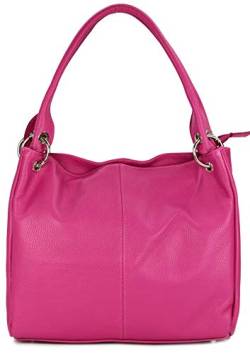 Belli italienische Leder Schultertasche Damentasche Handtasche Shopper Lilly in pink - 33x28x14 cm (B x H x T) von Belli