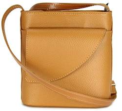 Belli italienische Ledertasche Damen Umhängetasche Handtasche Schultertasche mit zusätzlichem Klappfach in cognac - 18,5x18,5x7cm (B x H x T) von Belli