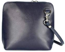 Belli italienische Ledertasche Damen Umhängetasche klein Handtasche Schultertasche Abendtasche in dunkelblau - 17x16,5x8,5 cm (B x H x T) von Belli
