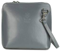 Belli italienische Ledertasche Damen Umhängetasche klein Handtasche Schultertasche Abendtasche in grau hell - 17x16,5x8,5 cm (B x H x T) von Belli