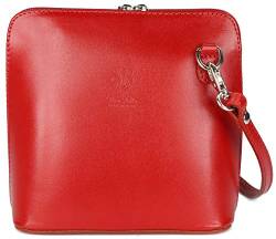 Belli italienische Ledertasche Damen Umhängetasche klein Handtasche Schultertasche Abendtasche in rot - 17x16,5x8,5 cm (B x H x T) von Belli