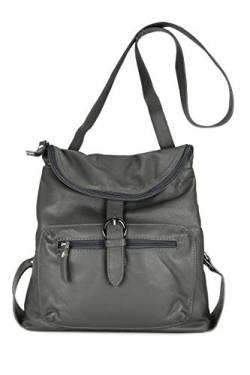 Belli italienischer Echt Leder Rucksack Backpack London Handtasche Umhängetasche Rucksacktasche in grau - 28x26x10 cm (B x H x T) von Belli