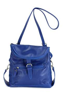 Belli italienischer Echt Leder Rucksack Backpack London Handtasche Umhängetasche Rucksacktasche in royalblau - 28x26x10 cm (B x H x T) von Belli