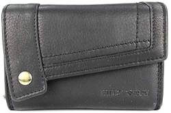 Hochwertige Vintage Leder Damen Geldbörse Portemonnaie Dickes und kompaktes Portmonee Geldbeutel aus weichem Leder mit RFID in schwarz - 14,5x10x5cm (B x H x T) von Belli