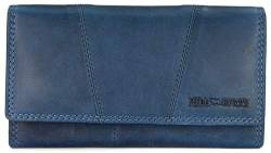 Vintage Leder Damen Geldbörse Portemonnaie Geldbeutel Portmonee aus weichem Leder mit RFID in blau - 17,5x10x3cm (B x H x T) von Belli