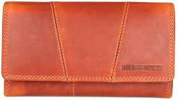 Vintage Leder Damen Geldbörse Portemonnaie Geldbeutel Portmonee aus weichem Leder mit RFID in orange - 17,5x10x3cm (B x H x T) von Belli