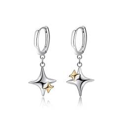 Bellitia Jewelry 925 Sterling Silber Damen Creolen Kreuz Ohrringe und Sterne Creolen, Hypoallergen Ohrhänge für Frauen und Mädchen von Bellitia Jewelry