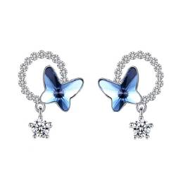 Bellitia Jewelry 925 Sterling Silber Ohrringe Glänzende Schmetterlings Ohrstecker Kristall Ohrringe Schmuck Für Frauen Und Mädchen von Bellitia Jewelry