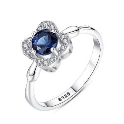 Bellitia Jewelry Blume Ring 925 Sterling Silber, Sri Lanka Blauer Saphir & CZ Diamant Ehering Verlobungsring Promise Ring Silber 925 Damen Schmuck Geschenke von Bellitia Jewelry