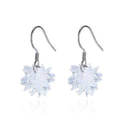 Bellitia Jewelry Damen 925 Sterling Silber Kristall Dangle Ohrschmuck Eisblume Schneeflocke Glänzend Tropfen Ohrringe für Frauen Mädchen von Bellitia Jewelry