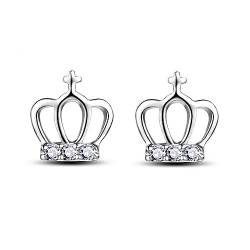 Bellitia Jewelry Damen Krönchen Ohrstecker Ohrringe Ohrschmuck Krone Prinzessin Geschenke mit Glänzend CZ Diamant aus Sterling Silber 925 von Bellitia Jewelry