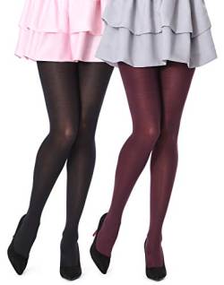 Bellivalini Damen Strumpfhose Mikrofaser 2 Pack 100 DEN BLVFI1003 (Schwarz/Bordeaux (2Pack), S (Herstellergröße: 2)) von Bellivalini