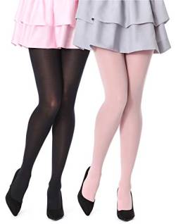 Bellivalini Damen Strumpfhose Mikrofaser 2 Pack 100 DEN BLVFI1003 (Schwarz/Dusty Rose (2Pack), L (Herstellergröße: 4)) von Bellivalini