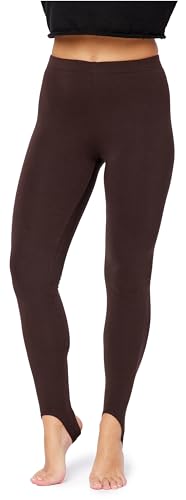 Bellivalini Damen Thermo Leggings Gefüttert mit Fußschlaufe für Winter Warme Apre Ski BLV50-321 (Braun, XXL) von Bellivalini