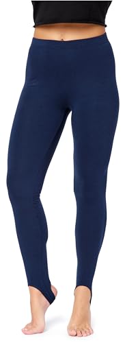 Bellivalini Damen Thermo Leggings Gefüttert mit Fußschlaufe für Winter Warme Apre Ski BLV50-321 (Marineblau, XXL) von Bellivalini