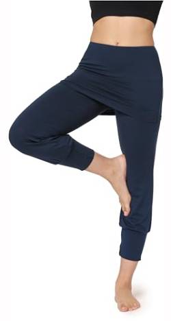 Bellivalini Yoga-Hose mit Rock 3/4 Trainingshose Yogahose Damen leichte Jogginghose aus Viskose BLV50-276 (Dunkelblau, M) von Bellivalini