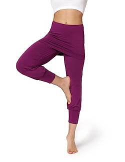 Bellivalini Yoga-Hose mit Rock 3/4 Trainingshose Yogahose Damen leichte Jogginghose aus Viskose BLV50-276 (Fuchsia, M) von Bellivalini