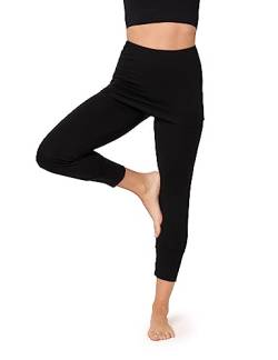 Bellivalini Yoga-Hose mit Rock 3/4 Trainingshose Yogahose Damen leichte Jogginghose aus Viskose BLV50-276 (Schwarz, 3XL) von Bellivalini