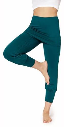 Bellivalini Yoga-Hose mit Rock 3/4 Trainingshose Yogahose Damen leichte Jogginghose aus Viskose BLV50-276 (Smaragdgrün, L) von Bellivalini