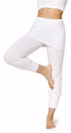 Bellivalini Yoga-Hose mit Rock 3/4 Trainingshose Yogahose Damen leichte Jogginghose aus Viskose BLV50-276 (Weiß, M) von Bellivalini