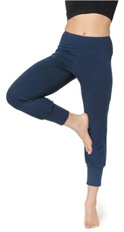 Bellivalini Yoga Leggings Haremshose Damen 3/4 Stoffhose Capri Trainingshose BLV50-283(Dunkelblau, L) von Bellivalini