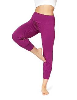 Bellivalini Yoga Leggings Haremshose Damen 3/4 Stoffhose Capri Trainingshose BLV50-283(Fuchsia, XL) von Bellivalini