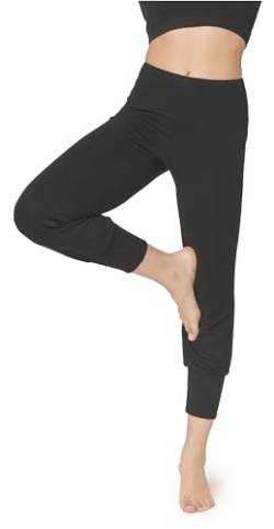 Bellivalini Yoga Leggings Haremshose Damen 3/4 Stoffhose Capri Trainingshose BLV50-283(Schwarz, 3XL) von Bellivalini
