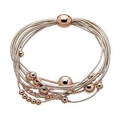 Armband mit rosafarbenen Lederfäden und gleitenden roségold plattierte Perlen - Ruth P von Bello London von Bello London