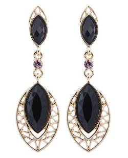 Ohrclips vergoldet Ohrring mit schwarzen ovalen Steinen - Velma von Bello London von Bello London