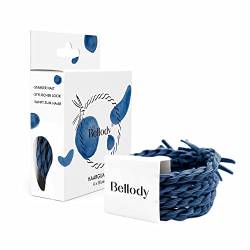 Bellody® Original Haargummis - Stylisch geflochtener Haargummi mit starkem Halt (4er Set - Blue Jeans) - Damen Haarschmuck in Dunkel Blau von Bellody