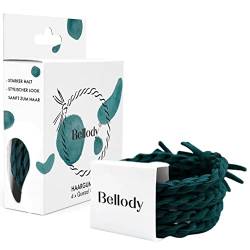Bellody® Original Haargummis - Stylisch geflochtener Haargummi mit starkem Halt (4er Set - Quetzal Green) - Damen Haarschmuck in Dunkel Grün von Bellody