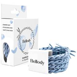 Bellody® Original Haargummis - Stylisch geflochtener Haargummi mit starkem Halt (4er Set - Seychelles Blue) - Damen Haarschmuck in Hell Blau von Bellody